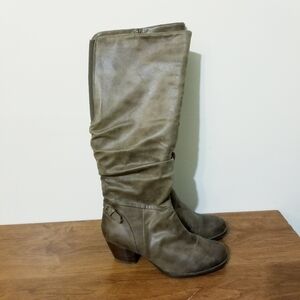 Baretraps Respect Brown Ruched Knee High Tall Women's Heel Boots Size 6 Boho